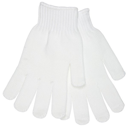 Mcr Safety Heavy Weight Gloves, Large, Polyester, White, Knit Wrist Cuff, PR 9615LM